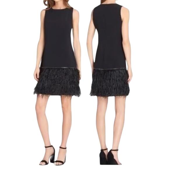 Tahari ASL 8224L084 Sleeveless Rhinestone Feather Sheath Dress Black 16W - Picture 1 of 4